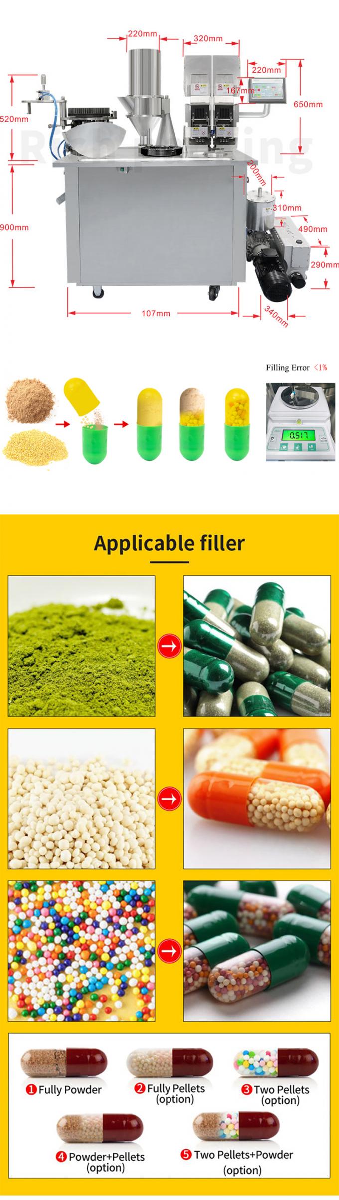 Semi Auto Capsule Filling Machine For Pharmaceutical Size 000 00 0 Capsule 0