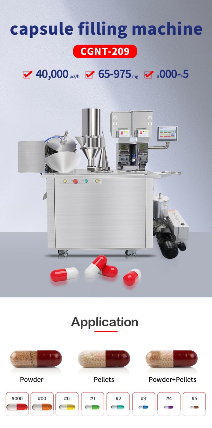Semi - Auto Capsule Filling Machine Double Head 40000Pcs/H For Powder Pellet 0