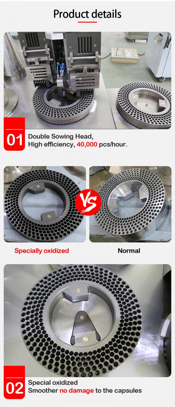 Semi - Auto Capsule Filling Machine Double Head 40000Pcs/H For Powder Pellet 2