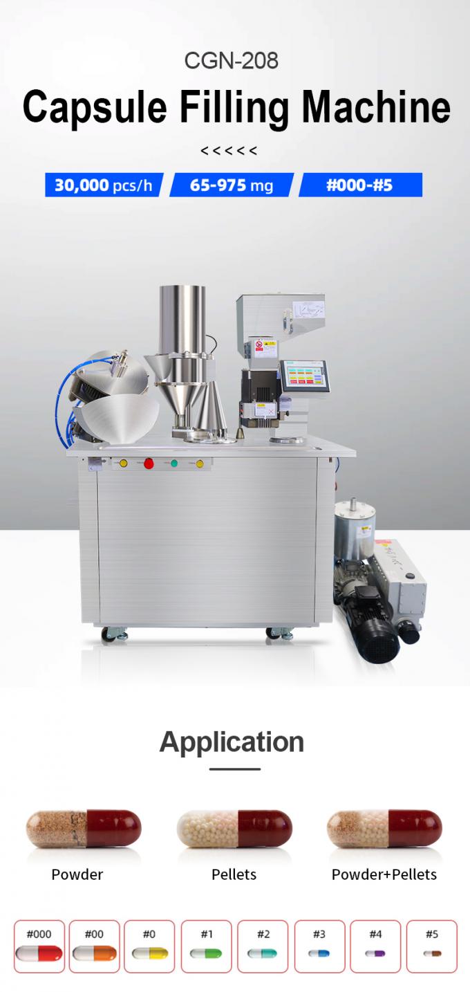 Semi - Automatic Capsule Filling Powder Machine Capacity 15000-28000 Pcs/H 0