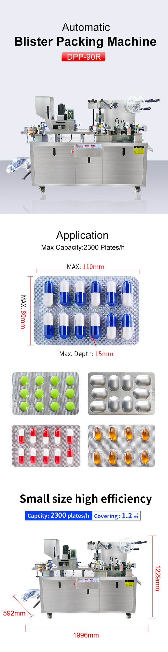 2300 Plates / H Blister Packing Machine DPP-90 80 Tablet Capsule Pill 0