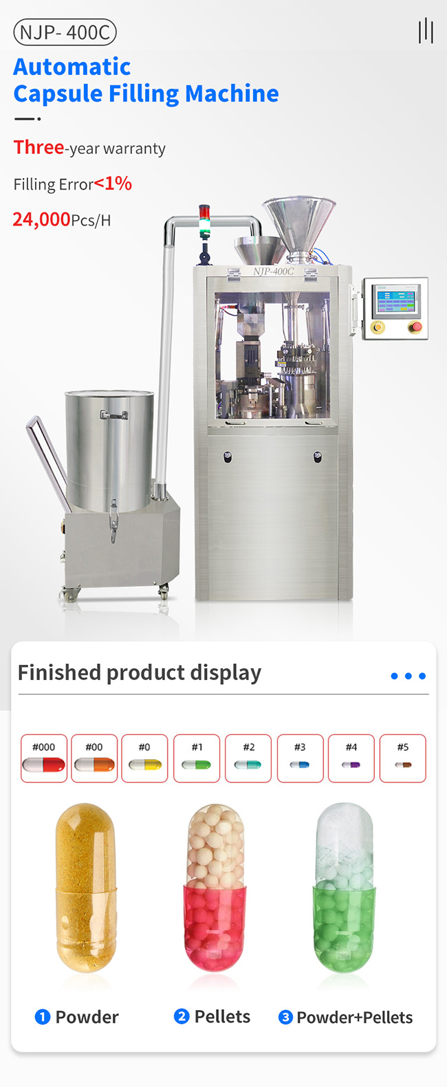 NJP 400C Fully Automatic Small Capsule Filler Capsule Filling Machine For Powder 0