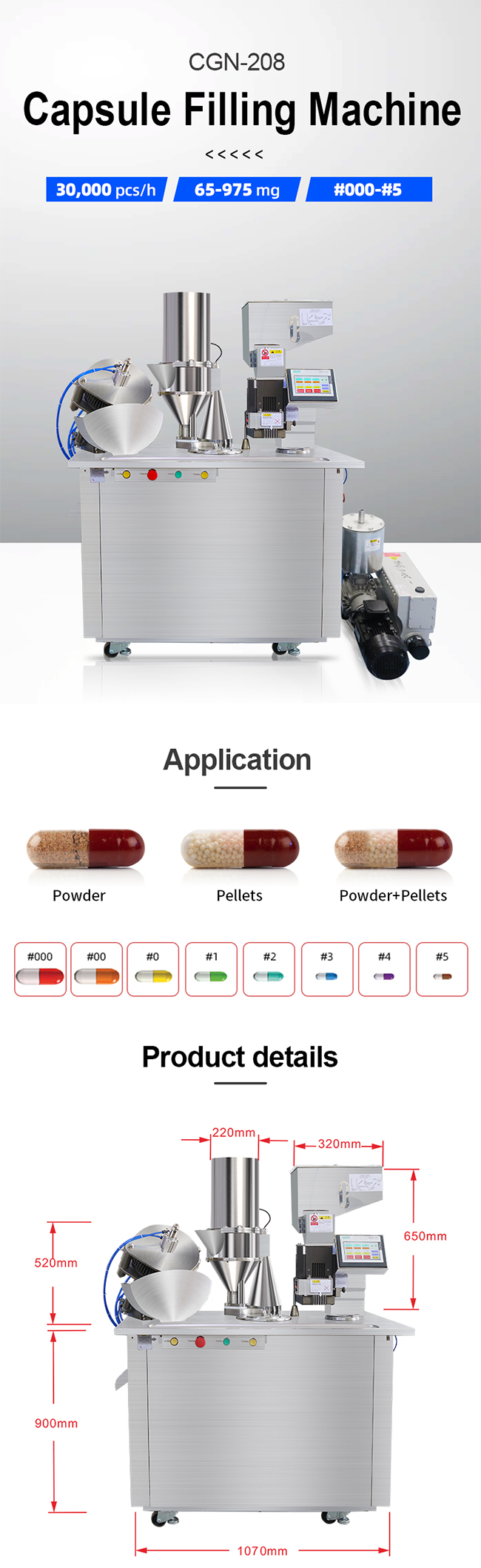 Semi Automatic Capsule Filling Powder Machine With Sowing Protective Device 0